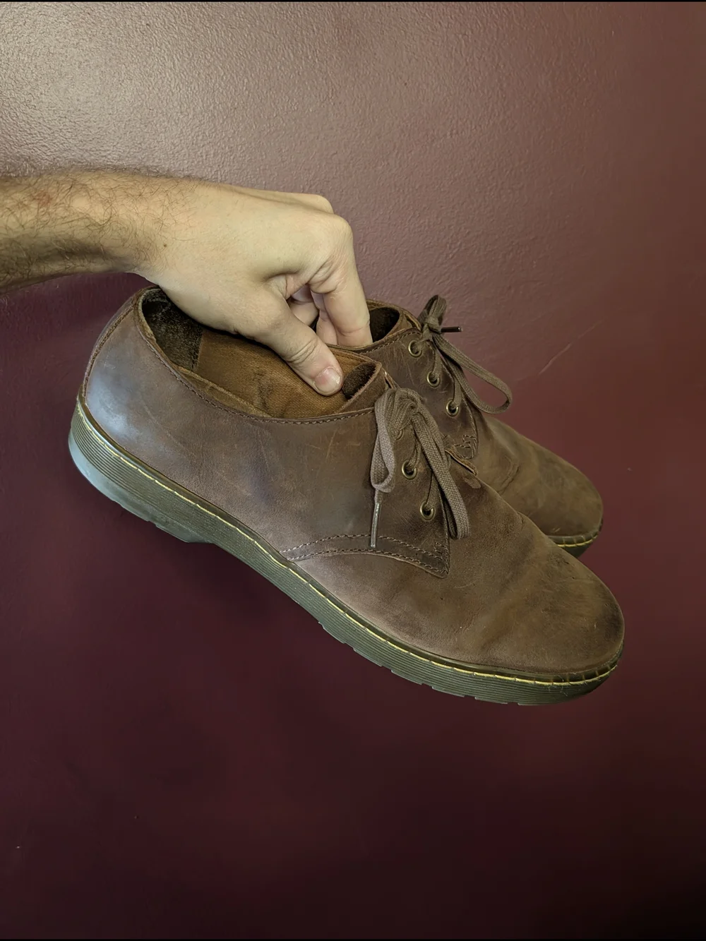 DOC MARTENS Brown Leather Coronado Low Top Derby Shoes Boots US Mens 12